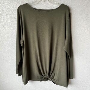 J. Jill Soft Cotton Modal Blend Twisted Hem Pullover Blouse